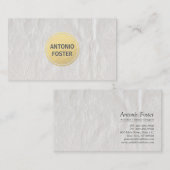 Elegant witte kreukelpapier Gold Cirkelvormer Visitekaartje (Voorkant / Achterkant)