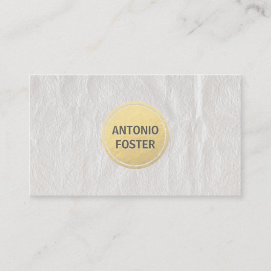 Elegant witte kreukelpapier Gold Cirkelvormer Visitekaartje (Voorkant)