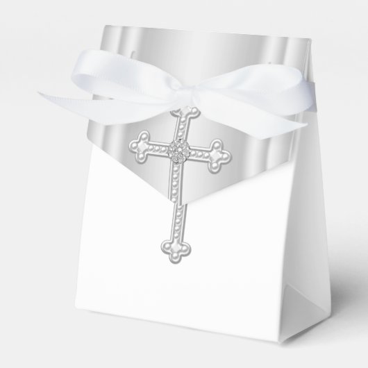 Elegant Witte Kruis Eerste Communie Bedankdoosjes (Voorkant Zijde)