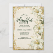 Elegant Witte Lelie Thanksgiving feest Kaart (Voorkant)