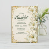 Elegant Witte Lelie Thanksgiving feest Kaart (Staand voorkant)