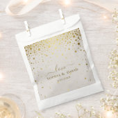 Elegant Witte Leren Gouden Confetti Bruiloft  Bedankzakje (Geknipt)