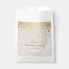 Elegant Witte Leren Gouden Confetti Bruiloft  Bedankzakje