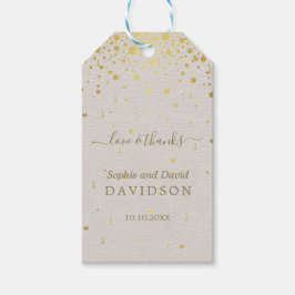 Elegant Witte Leren Gouden Confetti Bruiloft  Cadeaulabel
