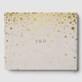 Elegant Witte Leren Gouden Confetti Bruiloft  Gastenboek (Achterkant)
