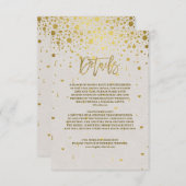 Elegant Witte Leren Gouden Confetti Bruiloft  Informatiekaartje (Voorkant / Achterkant)