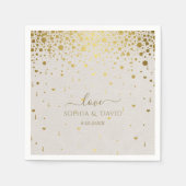 Elegant Witte Leren Gouden Confetti Bruiloft Servet (Voorkant)