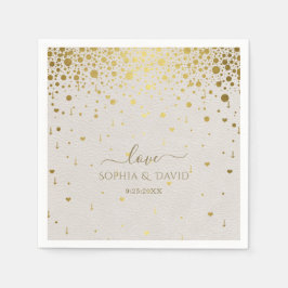 Elegant Witte Leren Gouden Confetti Bruiloft  Servet
