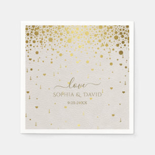 Elegant Witte Leren Gouden Confetti Bruiloft  Servet