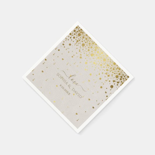 Elegant Witte Leren Gouden Confetti Bruiloft Servet (Hoek)