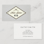 Elegant Witte Leren Kapsalon Label (Voorkant / Achterkant)