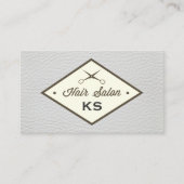 Elegant Witte Leren Kapsalon Label (Voorkant)
