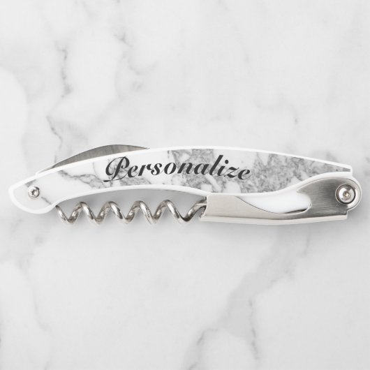 Elegant witte marmer, aangepaste schroefopener kurkentrekker (Achterkant)