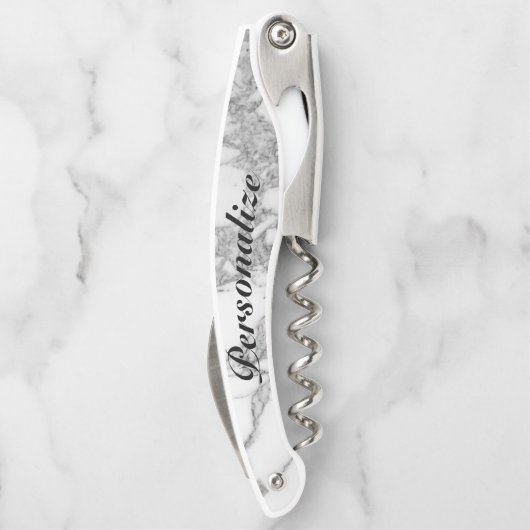 Elegant witte marmer, aangepaste schroefopener kurkentrekker (Achterkant)