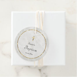 elegant witte marmer Baptisme Bedankjes Labels