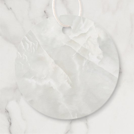 elegant witte marmer Baptisme Bedankjes Labels (Achterkant)