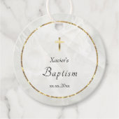elegant witte marmer Baptisme Bedankjes Labels (Voorkant)
