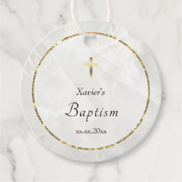 elegant witte marmer Baptisme Bedankjes Labels