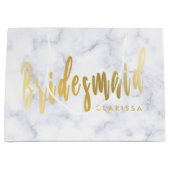 Elegant witte marmer en goudbruidsmeisje groot cadeauzakje (Voorkant)