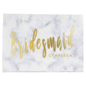 Elegant witte marmer en goudbruidsmeisje groot cadeauzakje (Achterkant)