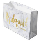 Elegant witte marmer en goudbruidsmeisje groot cadeauzakje (Achterkant Gekanteld)