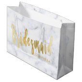 Elegant witte marmer en goudbruidsmeisje groot cadeauzakje (Voorkant Gekanteld)