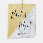 Elegant witte marmer en goudglitter bruidsmeisje keramisch ornament (Rechts)