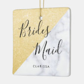 Elegant witte marmer en goudglitter bruidsmeisje keramisch ornament (Links)