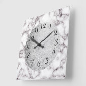 Elegant witte marmer en grijs met zilver vierkante klok (Hoek)