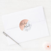 Elegant witte marmer en koperbruin roos ronde sticker (Envelop)