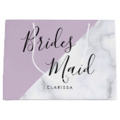 Elegant witte marmer en pastel paarse bruidsmeisje groot cadeauzakje (Voorkant)