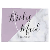 Elegant witte marmer en pastel paarse bruidsmeisje groot cadeauzakje (Achterkant)