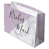 Elegant witte marmer en pastel paarse bruidsmeisje groot cadeauzakje (Achterkant Gekanteld)