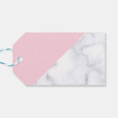 Elegant witte marmer en pastelroze bruidsbruidsmei cadeaulabel (Achterkant Horizontaal)