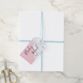 Elegant witte marmer en pastelroze bruidsbruidsmei cadeaulabel (Met Touw)