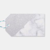 Elegant witte marmer en zilverglitter bruidsmeisje cadeaulabel (Achterkant Horizontaal)