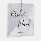 Elegant witte marmer en zilverglitter bruidsmeisje keramisch ornament (Rechts)