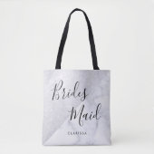 Elegant witte marmer en zilverglitter bruidsmeisje tote bag (Voorkant)