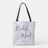 Elegant witte marmer en zilverglitter bruidsmeisje tote bag (Achterkant)