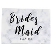 Elegant witte marmer en zwarte bruidsmeisje groot cadeauzakje (Achterkant)