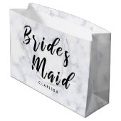 Elegant witte marmer en zwarte bruidsmeisje groot cadeauzakje (Achterkant Gekanteld)