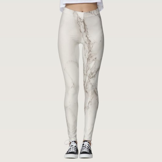 Elegant witte marmer leggings (Voorkant)