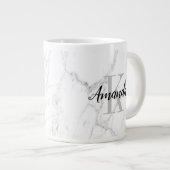 Elegant witte marmer monogram groot formaat grote koffiekop (Voorkant rechts)