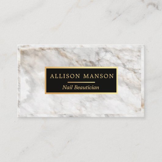 Elegant witte marmer | Nail Beauticien Visitekaartje (Voorkant)