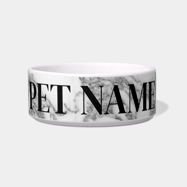 Elegant witte marmer pet bowl voor honden of katte voerbakje (Voorkant)