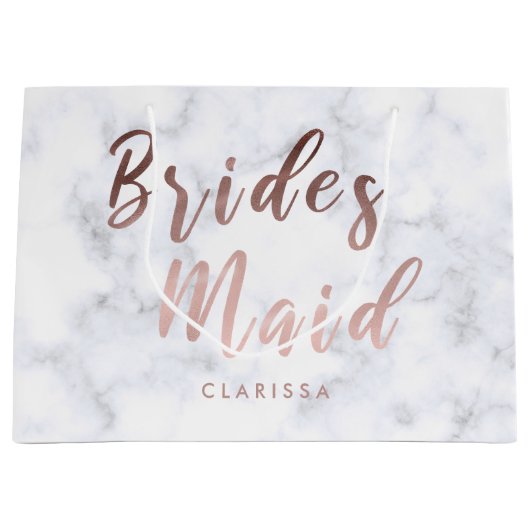 Elegant witte marmer & roos goudbruidsbruidster groot cadeauzakje (Voorkant)