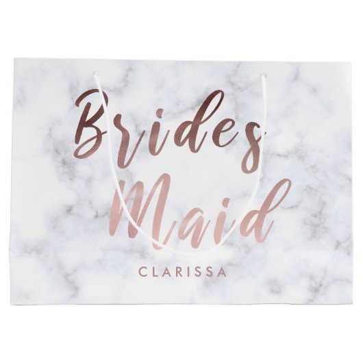 Elegant witte marmer & roos goudbruidsbruidster groot cadeauzakje (Achterkant)