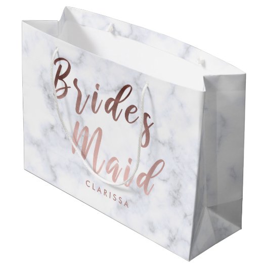 Elegant witte marmer & roos goudbruidsbruidster groot cadeauzakje (Achterkant Gekanteld)