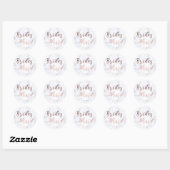 Elegant witte marmer & roos goudbruidsbruidster ronde sticker (Vel)
