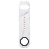 Elegant witte marmer & roos goudbruidsbruidster speed flessenopener (Achterkant)